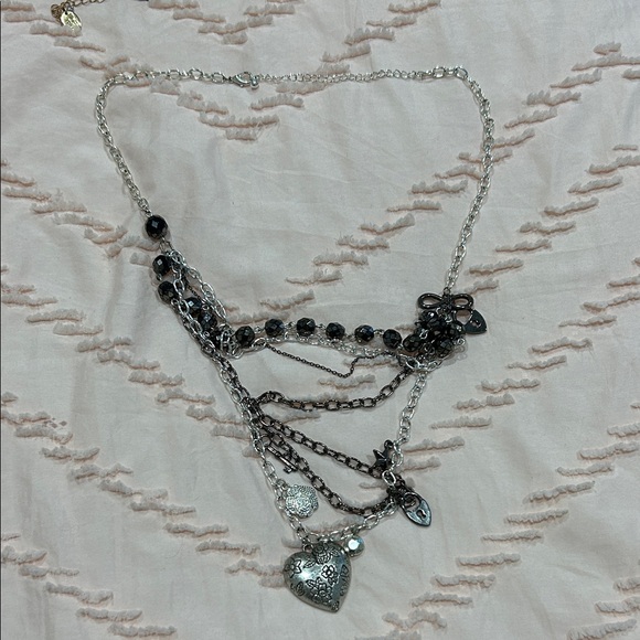 Target Jewelry - Elegant Silver and Black Heart Necklace